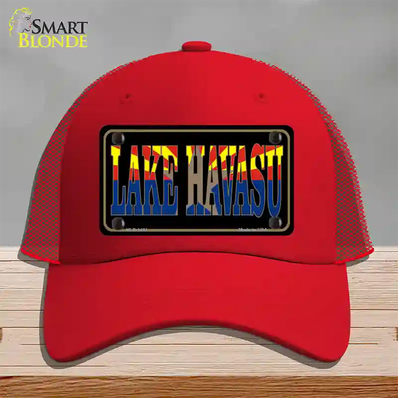 Lake Havasu Arizona Flag Novelty License Plate Hat Mesh / Red