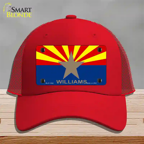 Williams Arizona Flag Novelty License Plate Hat Mesh / Red