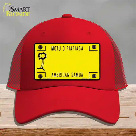 American Samoa Novelty License Plate Hat Mesh / Red