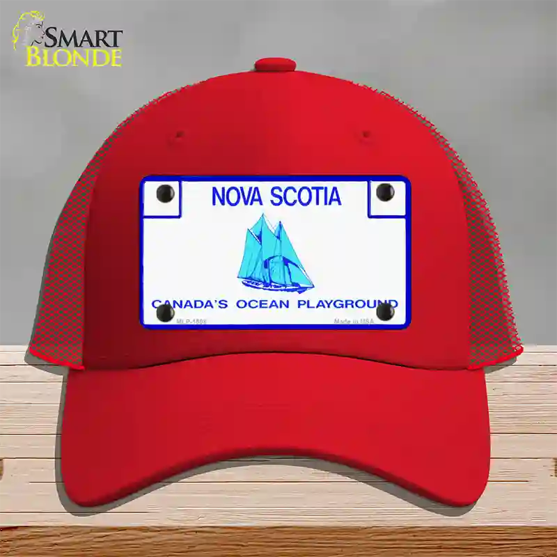 Nova Scotia Novelty License Plate Hat Mesh / Red