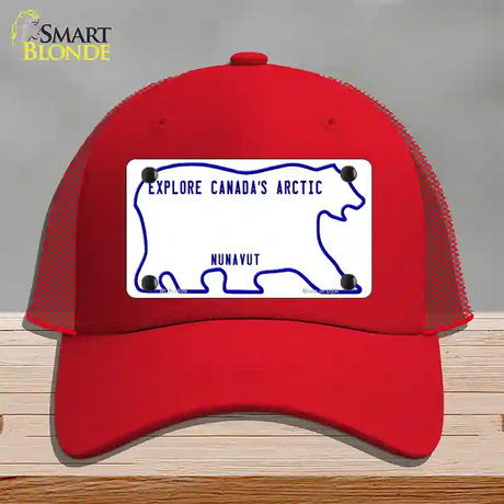 Nunavut Novelty License Plate Hat Mesh / Red