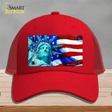 Lady Liberty Novelty License Plate Hat Mesh / Red