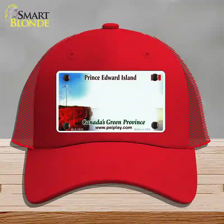 Prince Edward Island Novelty License Plate Hat Mesh / Red