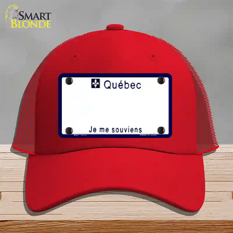 Quebec Novelty License Plate Hat Mesh / Red