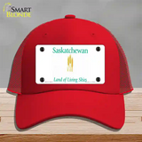 Saskatchewan Novelty License Plate Hat Mesh / Red