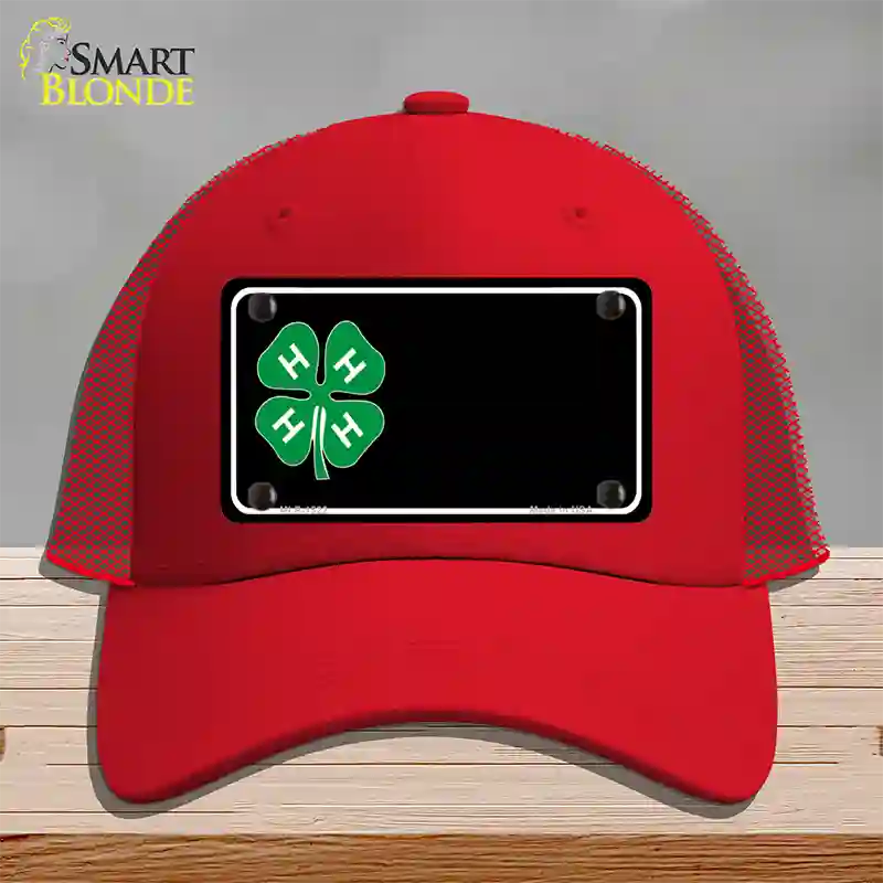 4-H Offset Novelty License Plate Hat Mesh / Red