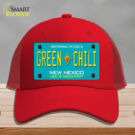 Green Chili New Mexico Novelty License Plate Hat Mesh / Red