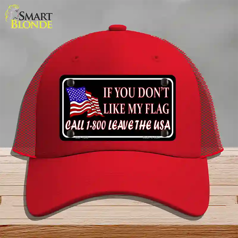 1 800 Leave The USA Novelty License Plate Hat Mesh / Red