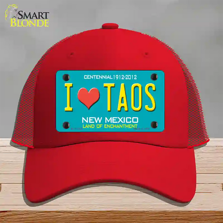 I Love Taos New Mexico Novelty License Plate Hat Mesh / Red