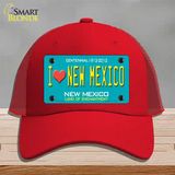 I Love New Mexico Novelty License Plate Hat Mesh / Red