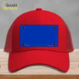 Royal Blue Solid Novelty License Plate Hat Mesh / Red