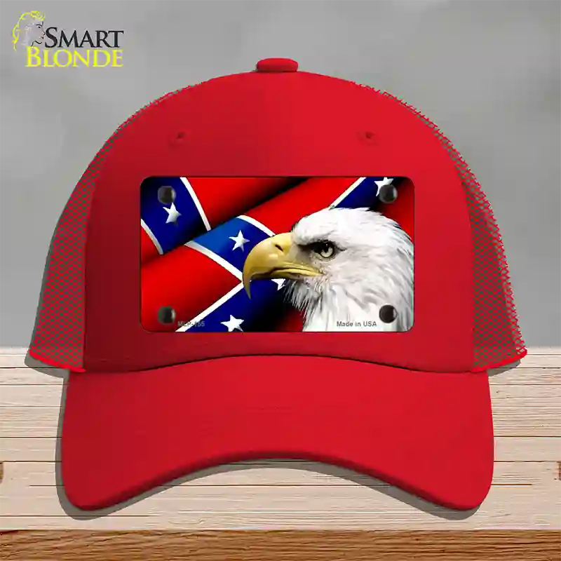 Confederate Flag Eagle Novelty License Plate Hat Mesh / Red