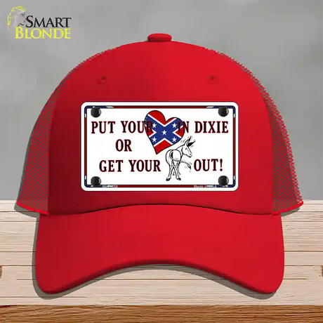 Heart In Dixie Novelty License Plate Hat Mesh / Red