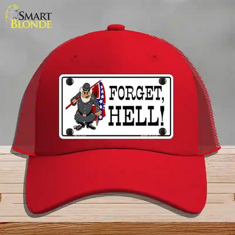 Forget Hell Novelty License Plate Hat Mesh / Red