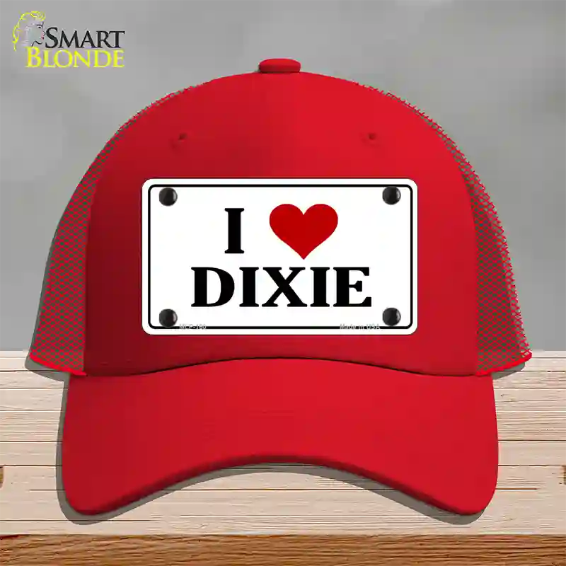 I Love Dixie Novelty License Plate Hat Mesh / Red