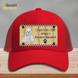 Pencil Sketch Cocker Spaniel Novelty License Plate Hat Mesh / Red