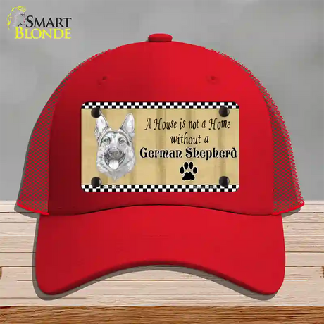 Pencil Sketch German Shepherd Novelty License Plate Hat Mesh / Red