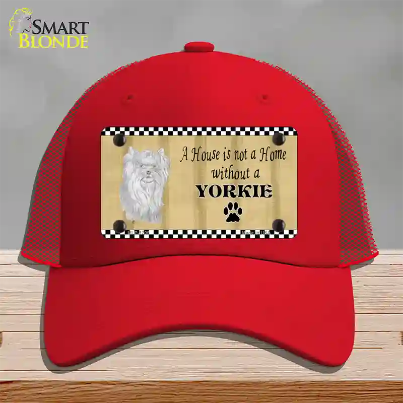 Pencil Sketch Yorkie Novelty License Plate Hat Mesh / Red