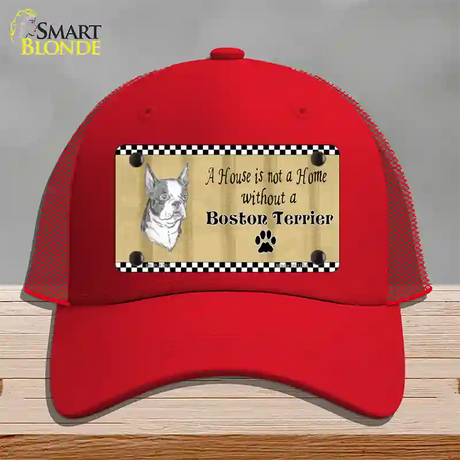 Pencil Sketch Boston Terrier Novelty License Plate Hat Mesh / Red