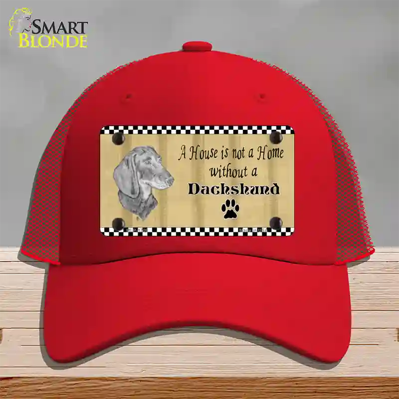 Pencil Sketch Dachshund Novelty License Plate Hat Mesh / Red