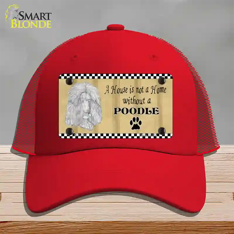 Pencil Sketch Poodle Novelty License Plate Hat Mesh / Red