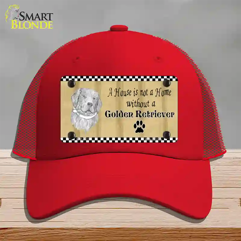 Pencil Sketch Golden Retriever Novelty License Plate Hat Mesh / Red