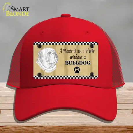 Pencil Sketch Bulldog Novelty License Plate Hat Mesh / Red