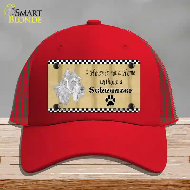 Pencil Sketch Schnauzer Novelty License Plate Hat Mesh / Red