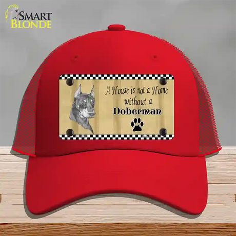 Pencil Sketch Doberman Metal Dog Novelty License Plate Hat Mesh / Red