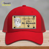 Pencil Sketch Saint Bernard Novelty License Plate Hat Mesh / Red