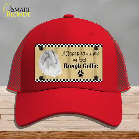 Pencil Sketch Rough Collie Novelty License Plate Hat Mesh / Red