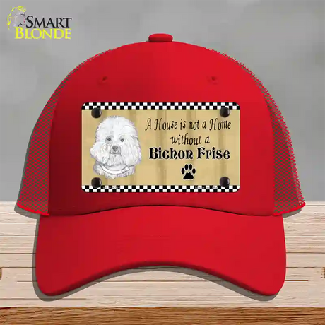 Pencil Sketch Bichon Frise Novelty License Plate Hat Mesh / Red