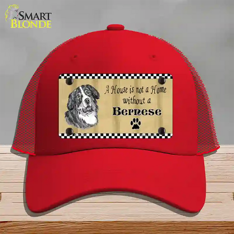 Pencil Sketch Bernese Novelty License Plate Hat Mesh / Red