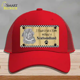 Pencil Sketch New Foundland Novelty License Plate Hat Mesh / Red