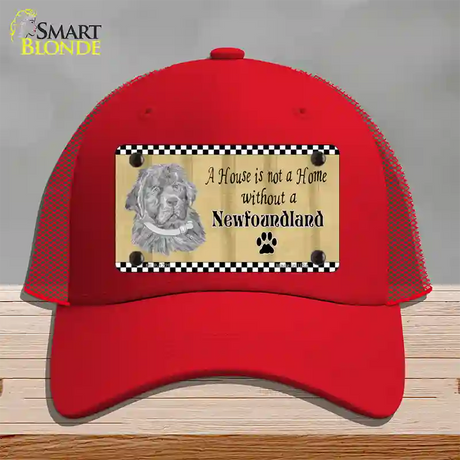 Pencil Sketch New Foundland Novelty License Plate Hat Mesh / Red