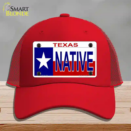 Native Texas Novelty License Plate Hat Mesh / Red