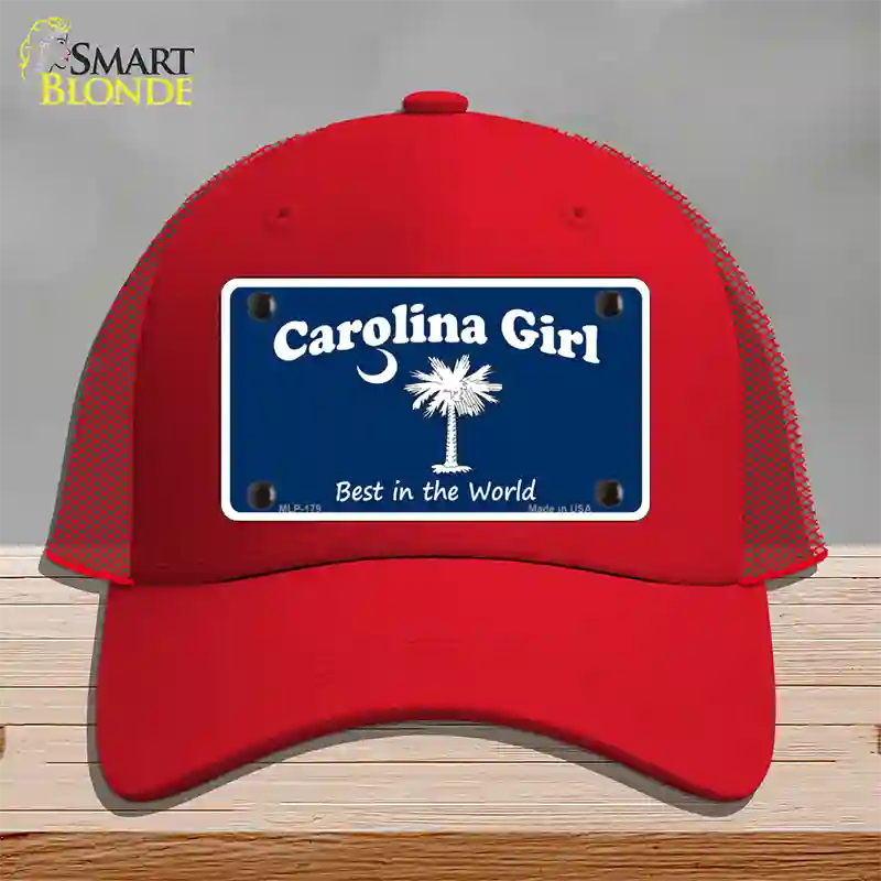 Carolina Girl Blue Novelty License Plate Hat Mesh / Red