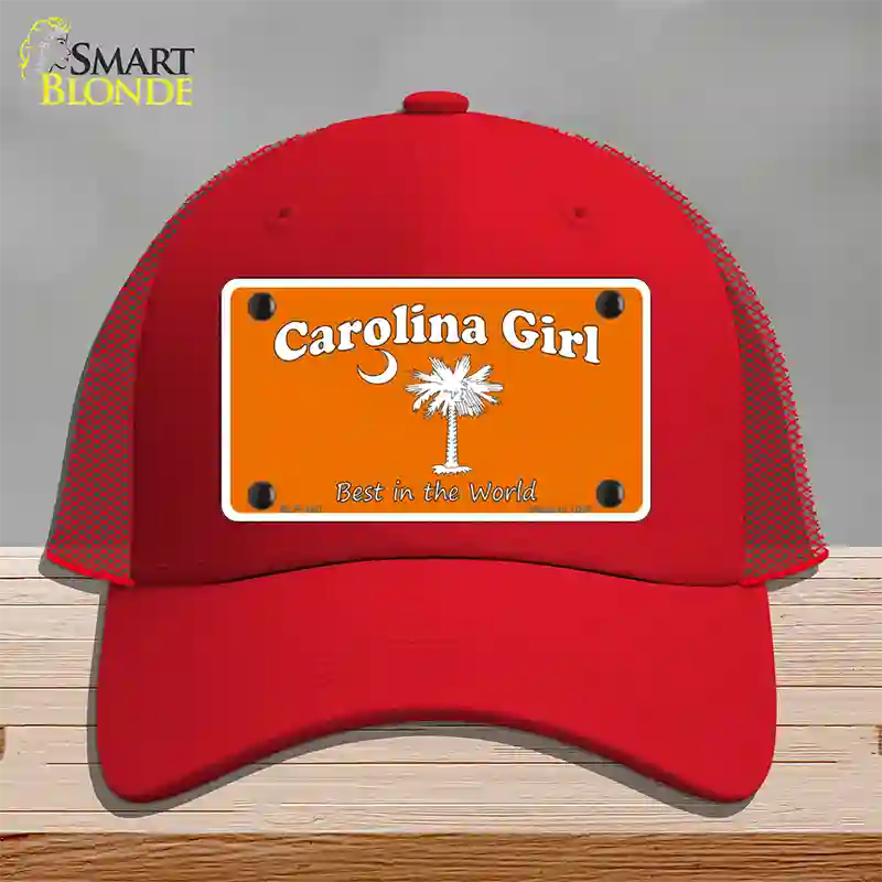 Carolina Girl Orange Novelty License Plate Hat Mesh / Red