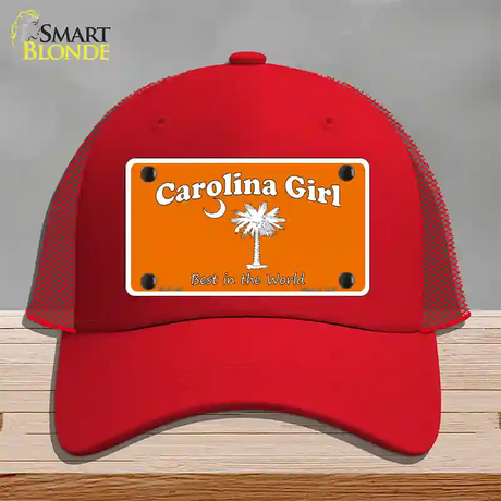 Carolina Girl Orange Novelty License Plate Hat Mesh / Red