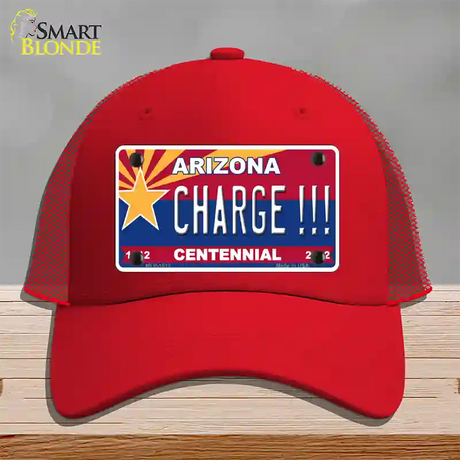 Arizona Centennial Charge Novelty License Plate Hat Mesh / Red