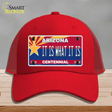 Arizona Centennial It Is What It Is Novelty License Plate Hat Mesh / Red