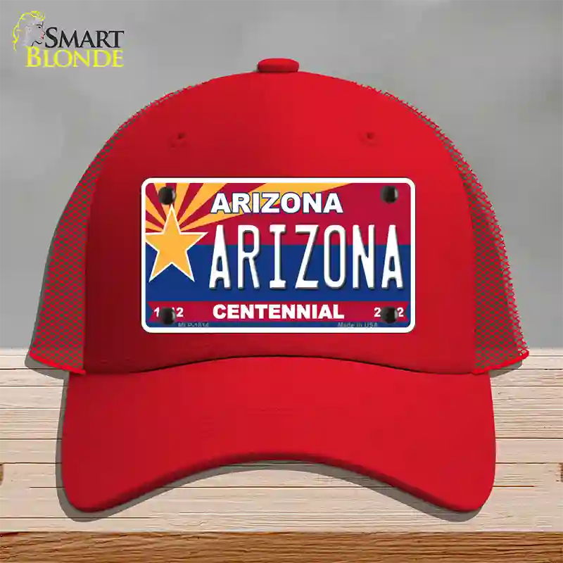 Arizona Centennial Arizona Novelty License Plate Hat Mesh / Red