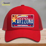 Arizona Centennial Arizona Novelty License Plate Hat Mesh / Red