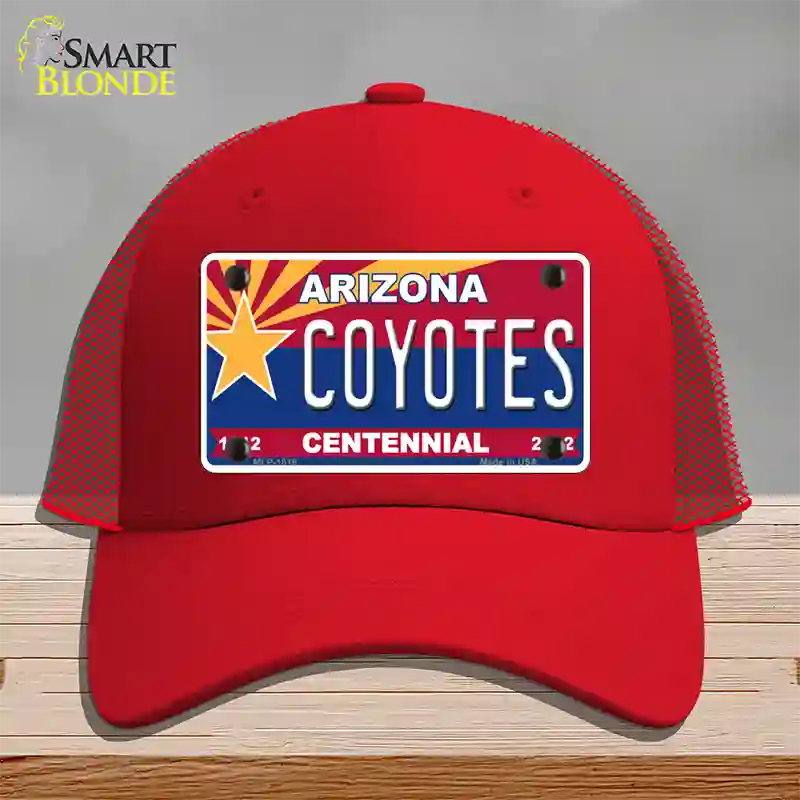 Arizona Centennial Coyotes Novelty License Plate Hat Mesh / Red