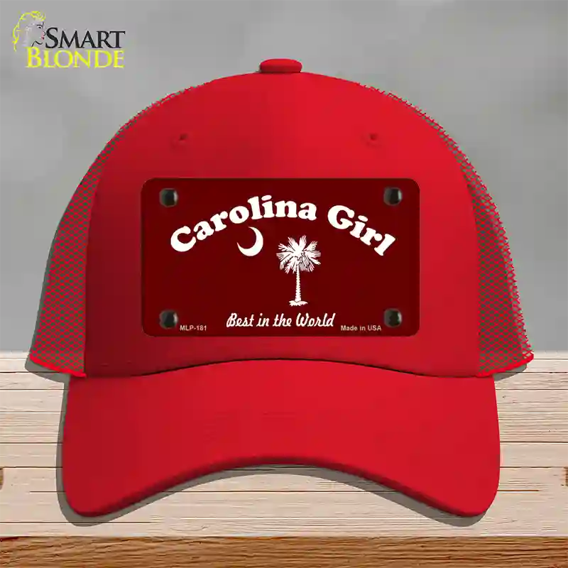 Carolina Girl Burgundy Novelty License Plate Hat Mesh / Red