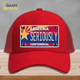 Arizona Centennial Seriously Novelty License Plate Hat Mesh / Red