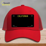 California Black State Novelty License Plate Hat Mesh / Red