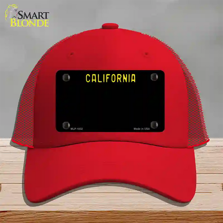 California Black State Novelty License Plate Hat Mesh / Red