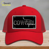 Cowgirl Black Novelty License Plate Hat Mesh / Red