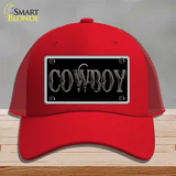 Cowboy Black Novelty License Plate Hat Mesh / Red